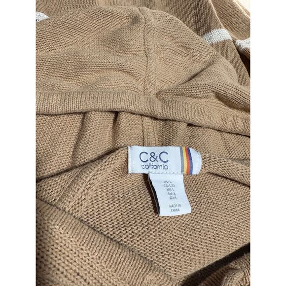 C & C California Beige and White Pullover Sweater – Size Large - Picture 6 of 6